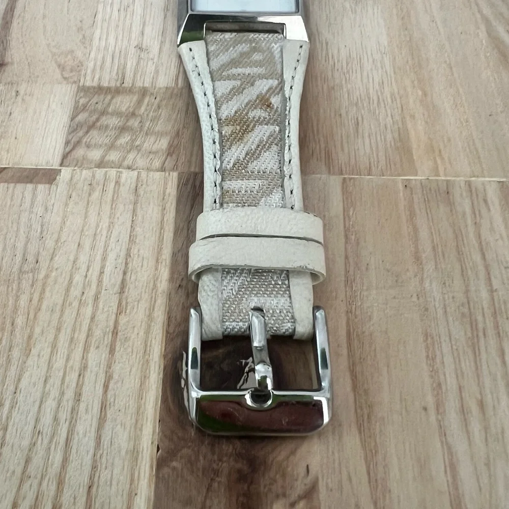 Anne Klein ladies rectangular silver tone dress watch NEW BATTERY